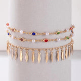 Bohemian Colorful Oil Drop Multilayer Ankle Chain Set