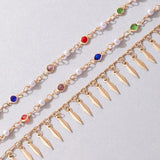 Bohemian Colorful Oil Drop Multilayer Ankle Chain Set