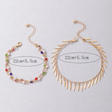 Bohemian Colorful Oil Drop Multilayer Ankle Chain Set