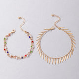 Bohemian Colorful Oil Drop Multilayer Ankle Chain Set