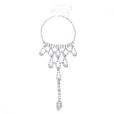 Rhinestone Flower Wedding Anklet with Toe - Boho Foot Beach Anklet