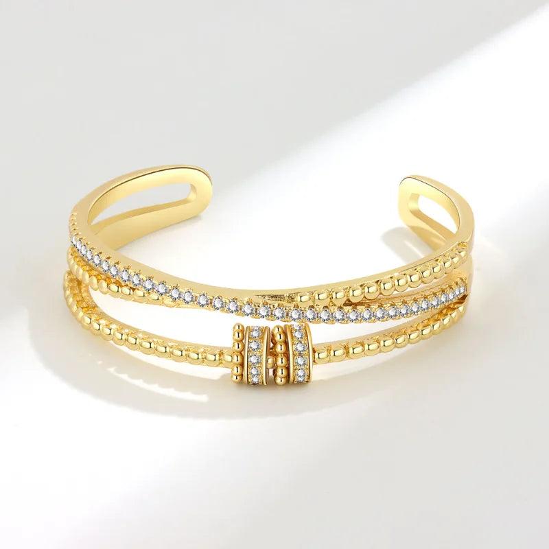 Lucky Rotatable Crystal Beads Cuff Bracelet