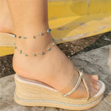 MinaMaMa Stainless Steel Stone Anklets for Women