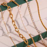 Zircon Pearl Anklet Stainless Steel Jewelry