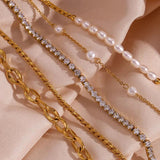 Zircon Pearl Anklet Stainless Steel Jewelry