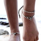Summer Ethnic Starfish Rune Yoga Pendant Alloy Beach Anklet for Women