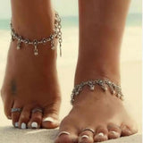 Tassel Hollow Carved Alloy Anklet for Women