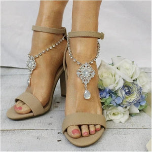Gemstone Drop Pendant Anklet Rhinestone Ankle Chain Jewelry