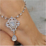 Gemstone Drop Pendant Anklet Rhinestone Ankle Chain Jewelry