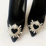 Heart Shape Rhinestones Shoe Buckles Crystal Decorations