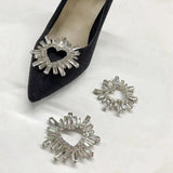 Heart Shape Rhinestones Shoe Buckles Crystal Decorations