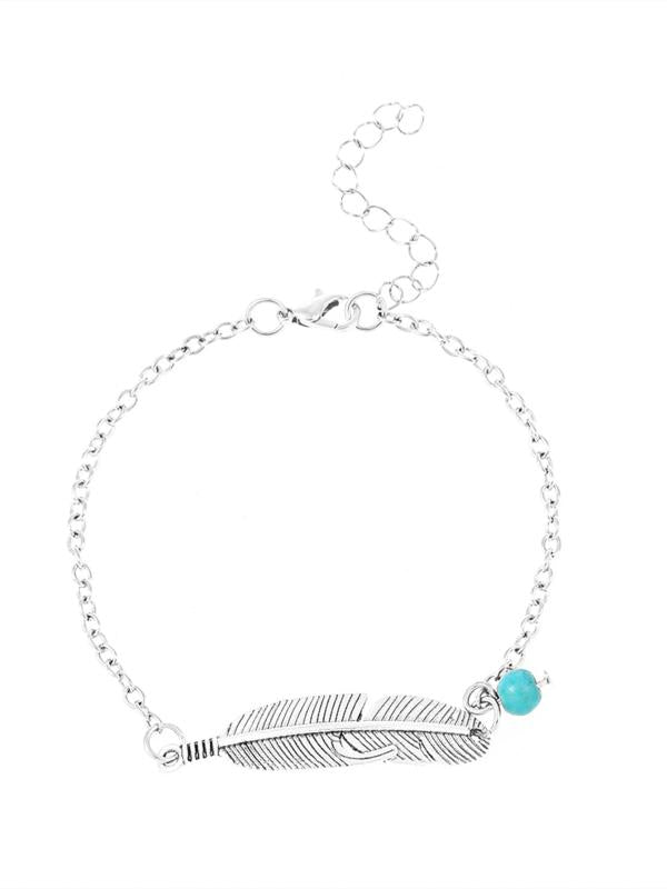 Feather Anklet Retro Folk Hollow Leaf Anklet Beach Jewelry Women