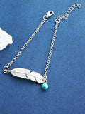 Feather Anklet Retro Folk Hollow Leaf Anklet Beach Jewelry Women