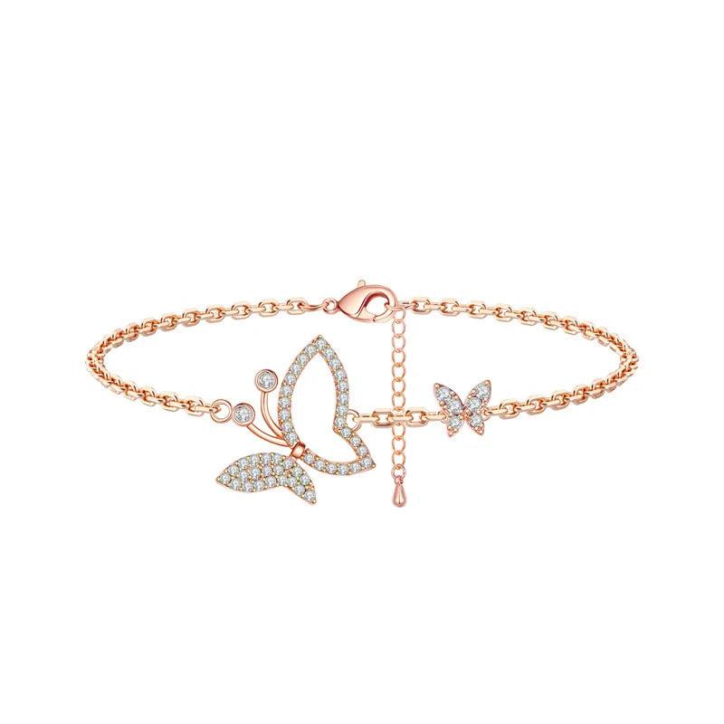 Butterfly Anklet Bracelet Plated Adjustable Foot Jewelry for Women