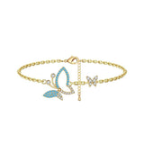 Butterfly Anklet Bracelet Plated Adjustable Foot Jewelry for Women