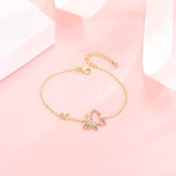 Butterfly Anklet Bracelet Plated Adjustable Foot Jewelry for Women