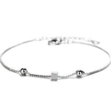 Tibetan Silver Bead Ball Square Foot Ankle Bracelet for Women