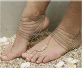 2014 L56 Silver Chain Ankle Anklet Pearls Jewelry