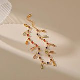 Rainbow Crystal Woman Anklets CZ Rectangle Tennis Stone Anklets