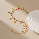 Rainbow Crystal Woman Anklets CZ Rectangle Tennis Stone Anklets