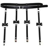 Exaggerated PU Leather Bow Garter Belt