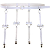 Exaggerated PU Leather Bow Garter Belt
