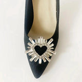 Heart Shape Shoe Accessories Rhinestones Crystal Decorations Buckle