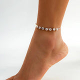 Crystal Tennis Chain Anklet Silver Summer Beach Adjustable Anklet Jewelry