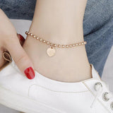 Rose Stainless Steel Love Heart Anklet Chain for Women Girls