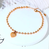 Rose Stainless Steel Love Heart Anklet Chain for Women Girls