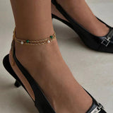 Malachite Stone Rope Chain Anklet for Women