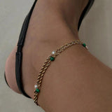 Malachite Stone Rope Chain Anklet for Women