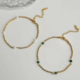 Malachite Stone Rope Chain Anklet for Women