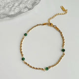 Malachite Stone Rope Chain Anklet for Women