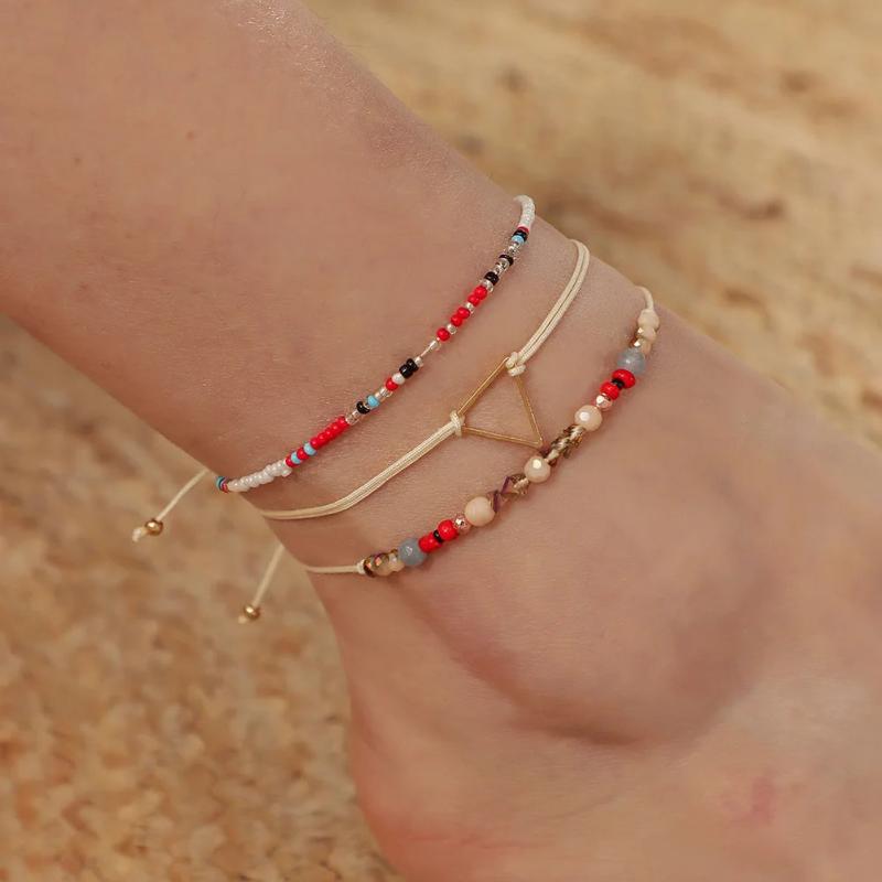 Bohemian Bead Braided Anklet Set for Women