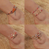 Bohemian Bead Braided Anklet Set for Women