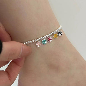 Colorful Happy Face Charms Anklet Bracelet