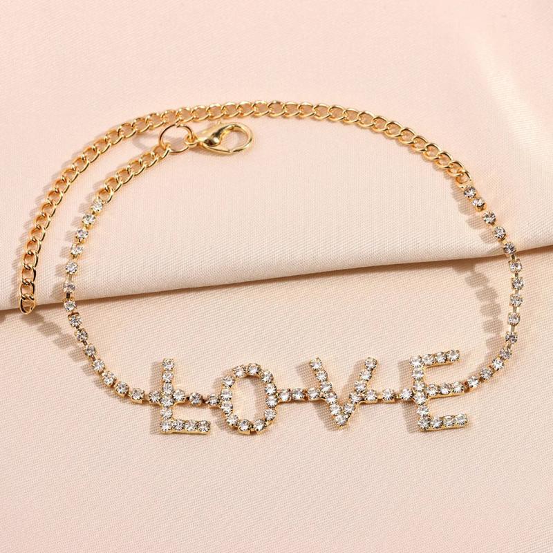 Crystal Tennis Chain Anklet Bling Heart Foot Jewelry