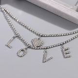 Crystal Tennis Chain Anklet Bling Heart Foot Jewelry