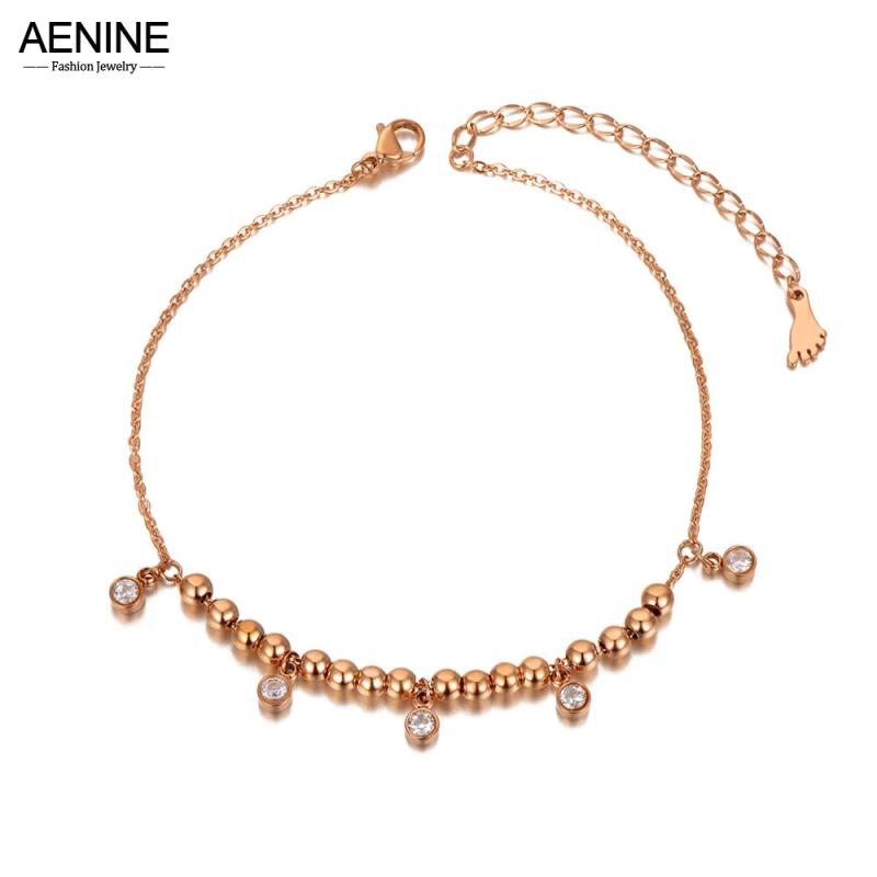 Bohemia Beach Anklet with CZ Crystal Charm