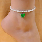 Stonefans Green Rhinestone Butterfly Anklet Chain for Women