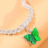 Stonefans Green Rhinestone Butterfly Anklet Chain for Women