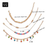 4Pcs Australia Multicolor Crystal Anklet Set Women Anniversary Jewelry