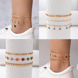 Boho Colorful Tassel Anklet Set for Women Party Jewelry
