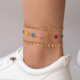 Boho Colorful Tassel Anklet Set for Women Party Jewelry