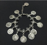 Antique Silver Plated Coin Squirrels Anklet