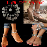Antique Silver Plated Coin Squirrels Anklet