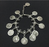 Antique Silver Plated Coin Squirrels Anklet