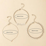 Heart Letter Anklets Silver Tassel Foot Chain 3pcs