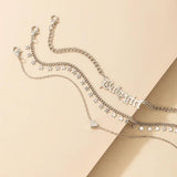 Heart Letter Anklets Silver Tassel Foot Chain 3pcs